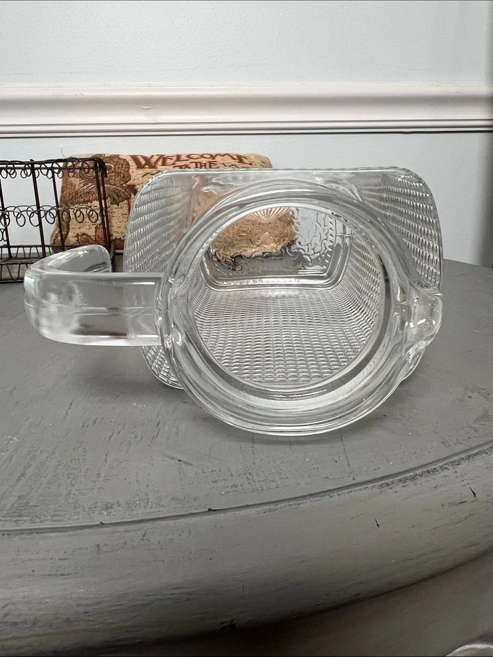 Clear Textured Glass Pitcher with Handle - Home Dining.